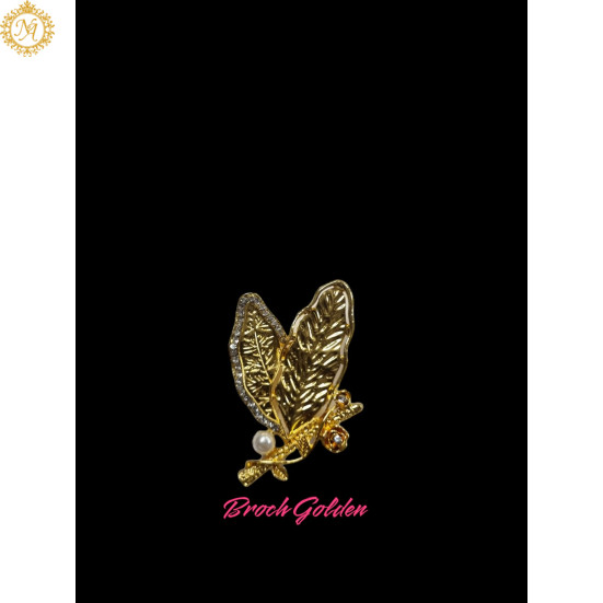 Naitikaarts Elegant Artificial Flower Rhinestone Brooch Pin Brooch Wedding Brooch (Gold)