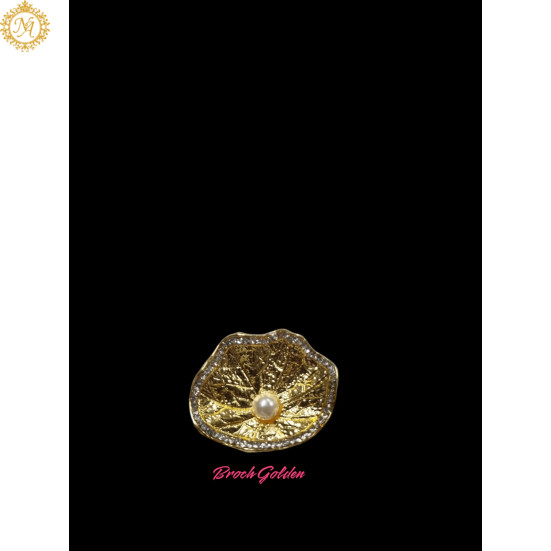 Naitikaarts Elegant Artificial Flower Rhinestone Brooch Pin Brooch Wedding Brooch (Gold)