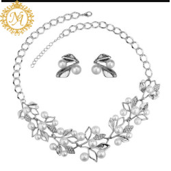 Naitikaarts Latest Necklace Traditional Ethnic Jewellery Set for Women and Girls NA-NEXK-EAR-SLV