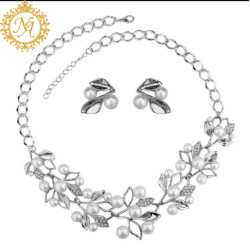 Naitikaarts Latest Necklace Traditional Ethnic Jewellery Set for Women and Girls NA-NEXK-EAR-SLV