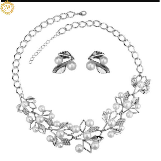 Naitikaarts Latest Necklace Traditional Ethnic Jewellery Set for Women and Girls NA-NEXK-EAR-SLV Naitikaarts Latest Necklace Traditional Ethnic Jewellery Set for Women and Girls NA-NEXK-EAR-SLV