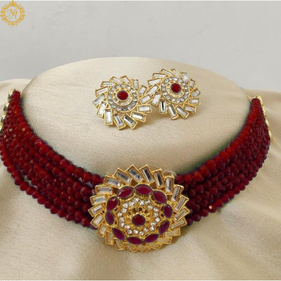 Naitikaarts Latest Choker Design Traditional Stylish Fancy Pearl Necklace Jewellery Set for Women NA-202-MARREON
