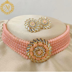 Naitikaarts Latest Choker Design Traditional Stylish Fancy Pearl Necklace Jewellery Set for Women NA-202-PICH