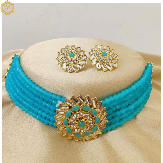 Naitikaarts Latest Choker Design Traditional Stylish Fancy Pearl Necklace Jewellery Set for Women NA-202-FIROG