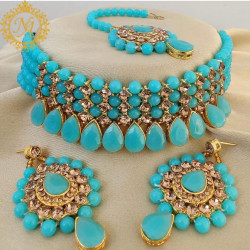Naitikaarts Latest Choker Design Traditional Stylish Fancy Pearl Necklace Jewellery Set for Women NA-236-FIROGE