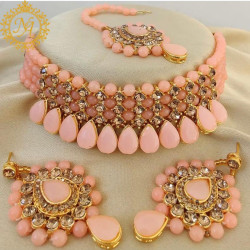 Naitikaarts Latest Choker Design Traditional Stylish Fancy Pearl Necklace Jewellery Set for Women NA-236-PICH