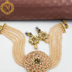 Naitikaarts Latest Choker Design Traditional Stylish Fancy Pearl Necklace Jewellery Set for Women NA-238-PICH
