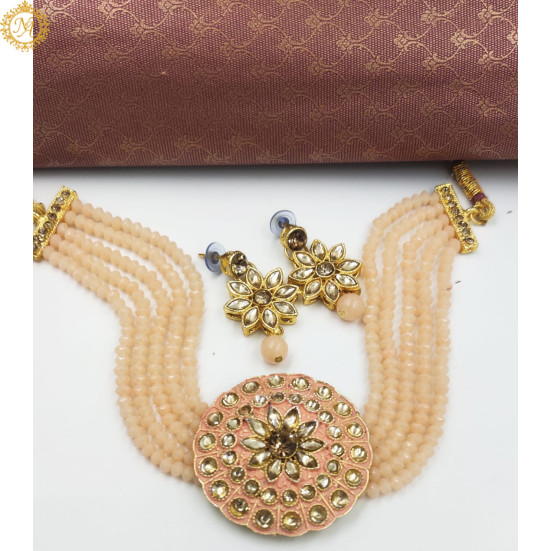 Naitikaarts Latest Choker Design Traditional Stylish Fancy Pearl Necklace Jewellery Set for Women NA-238-PICH Naitikaarts Latest Choker Design Traditional Stylish Fancy Pearl Necklace Jewellery Set for Women NA-238-PICH