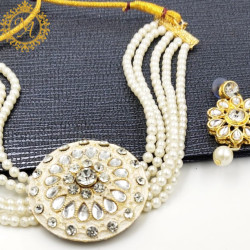 Naitikaarts Latest Choker Design Traditional Stylish Fancy Pearl Necklace Jewellery Set for Women NA-238-W