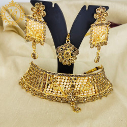Naitikaarts Latest Choker Design Traditional Stylish Fancy Pearl Necklace Jewellery Set for Women NA-221-LCT
