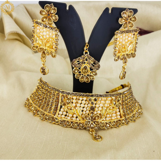 Naitikaarts Latest Choker Design Traditional Stylish Fancy Pearl Necklace Jewellery Set for Women NA-221-LCT Naitikaarts Latest Choker Design Traditional Stylish Fancy Pearl Necklace Jewellery Set for Women NA-221-LCT